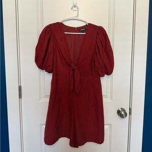 Express Deep V Tie Front Romper